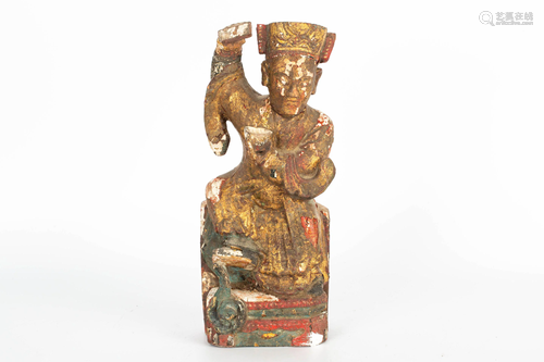 LATE QING DYNASTY WOODEN STATUE