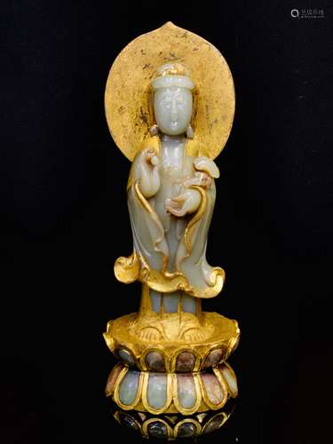 Affiliated Golden Jade Ruyi Guanyin Statue