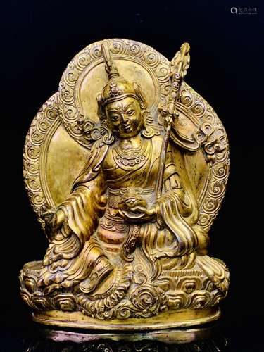 Gilt bronze statue of Guru Padmasambhava