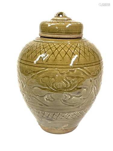 Yue Kiln Carved Jar with Lid