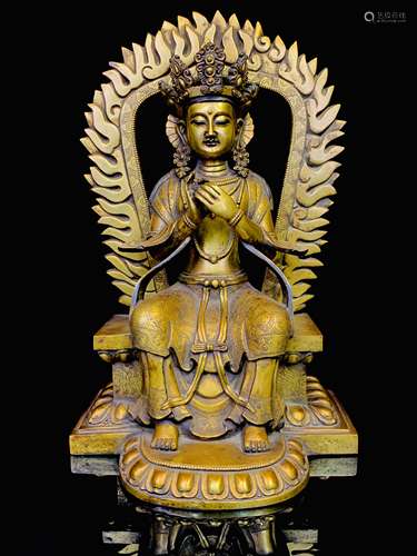 Gilt bronze Maitreya Buddha statue