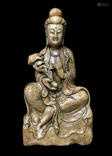 Seated Jade Ruyi Guanyin Statue