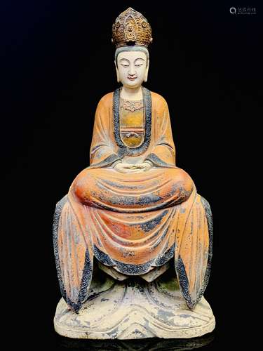 Wood-carved and painted statue of Guanyin Bodhisattva