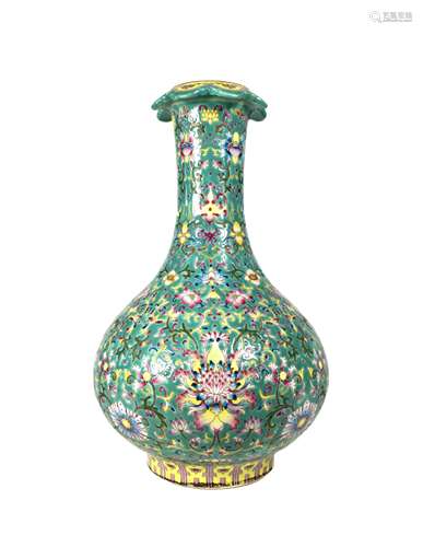 Turquoise ground-wrapped pattern bottle