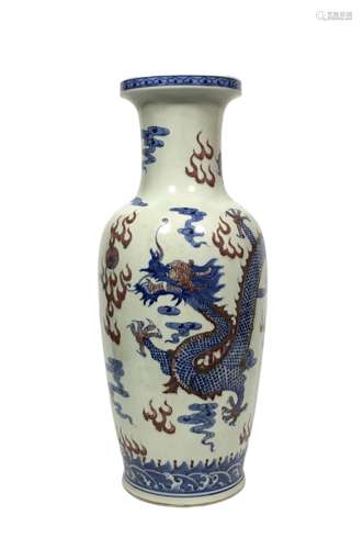 Blue and white glaze red stick mallet bottle