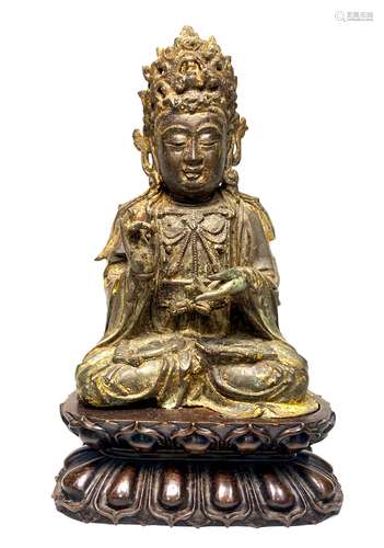 Bronze lacquered and golden seated Bodhisattva Samantabhadra