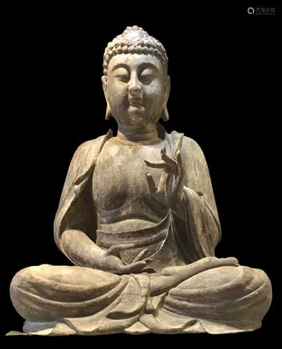 Wood-carved Seated Sakyamuni