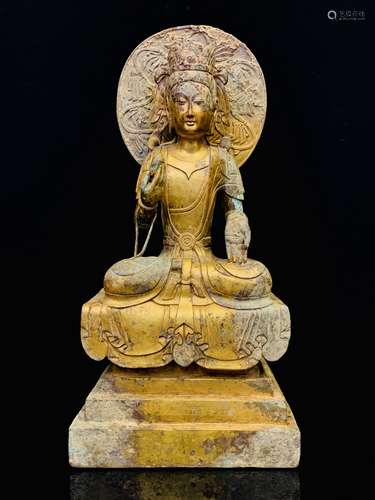 Gilt bronze seated Bodhisattva