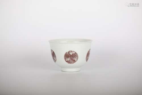 17TH Blue and White Glaze Red Tuan Phoenix Bowl
