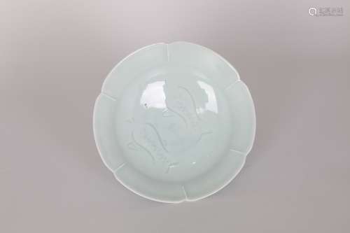 celadon plate with carved decoration