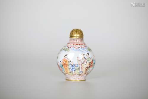 18TH Painted copper enamel snuff bottle