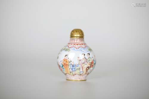 18TH Painted copper enamel snuff bottle