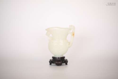 Ming Hetian white jade cup