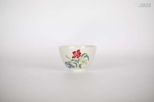 17TH Doucai flower cup