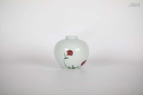 17TH Blue and white glaze red Zun