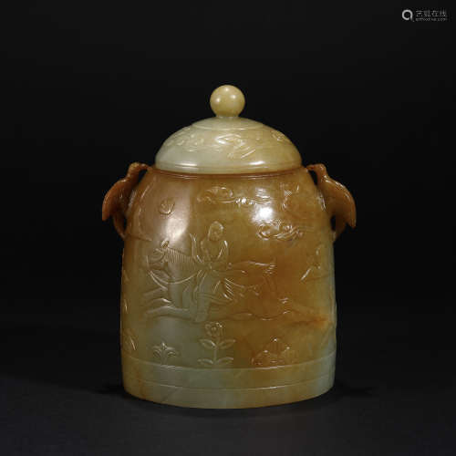 Hetian Jade Figure Jar in Han Dynasty