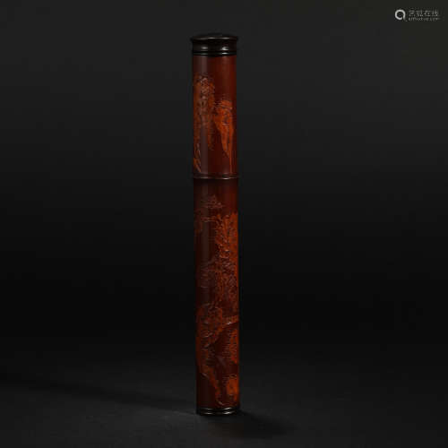 Bamboo carving incense tube in Qing Dynasty