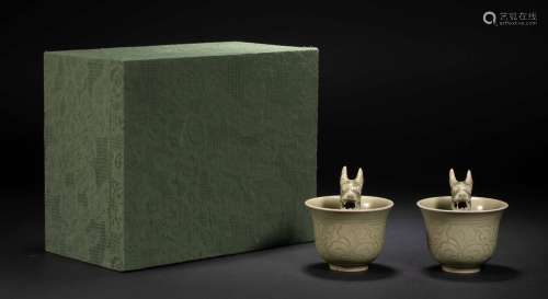 Celadon Beast Head Cup in Qing Dynasty