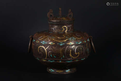 Animal-patterned jar made of gold and silver in the Han Dyna...