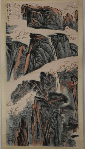 Chinese ink painting Lu Yan Shaochun Spring Mountain Clouds