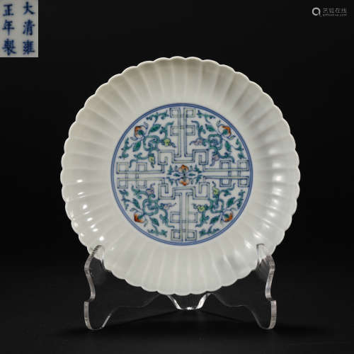 Blue and White Flower Plate in Qing Dynasty