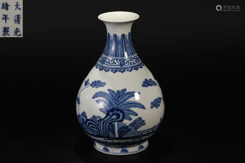 Blue and White Flower Yuhu Spring in Qing Dynasty