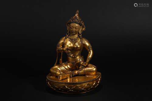 Gilt bronze statue of Tara from the Qing Dynasty