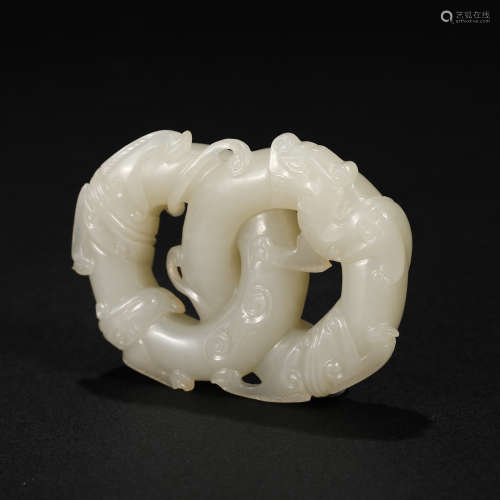 Hetian jade beast pattern jade ring in Qing Dynasty