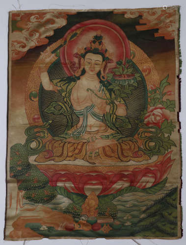 Brocade Thangka Manjusri Bodhisattva in Qing Dynasty