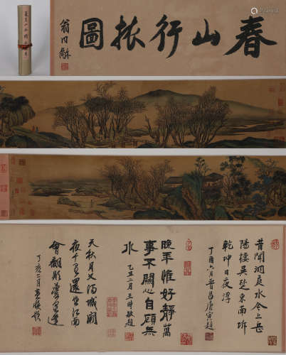 Chinese ink painting Xia Gui's landscape scroll