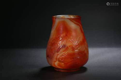 Dragon Maid Agate Cup in Tang Dynasty