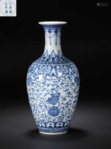 Blue and White Flower Yuhu Spring in Qing Dynasty