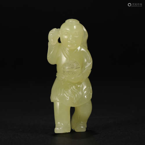 Figurines of Hetian Jade and Yellow Jade Figures in Qing Dyn...