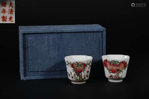 Famille rose peach pattern cup in Qing Dynasty