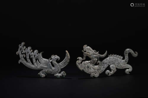 Hetian Jade Burning Jade Dragon and Phoenix Pei in Han Dynas...