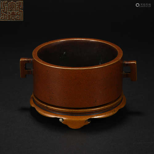 Bronze Double Ear Furnace in Ming Dynasty