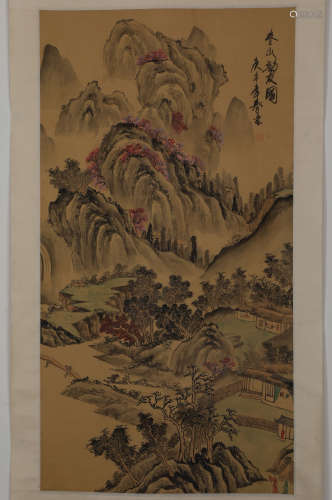 Chinese Ink Painting Fan Jinhua Landscape Painting