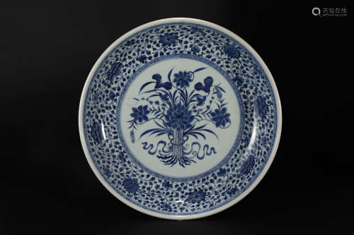 Blue and White Flower Market in Qing Dynasty
