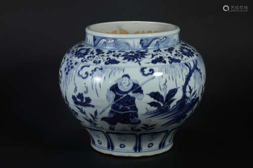 Blue and White Figure Jar in Yuan Dynasty
