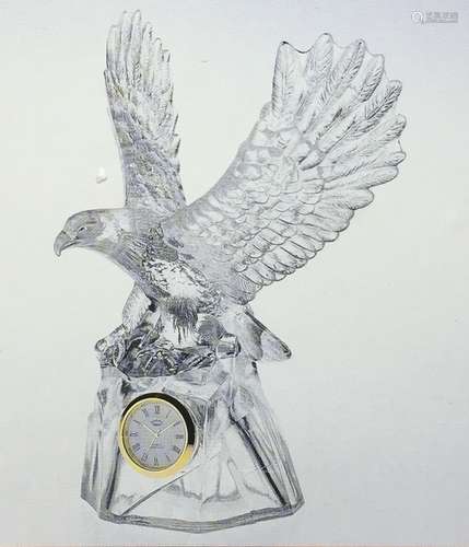 CRYSTAL EAGLE CLOCK ,H 21.5CM