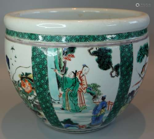 CHINESE FAMILLE VERTE JARDINERE  ,D 24CM H 19.5CM.