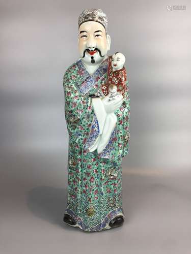 LARGE CHINESE FAMILLE ROSE FIGURES ,H45CM