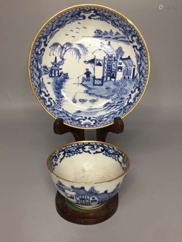 CHINESE BLUE AND WHITE TEA BOWL AND SAUCER,CUP D 9CM H5CM, S...