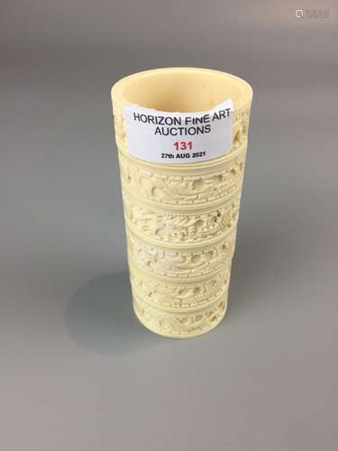 SIX CHINESE IVORY CRAVED NAPKIN RING, 4.9CM X 1.9CM