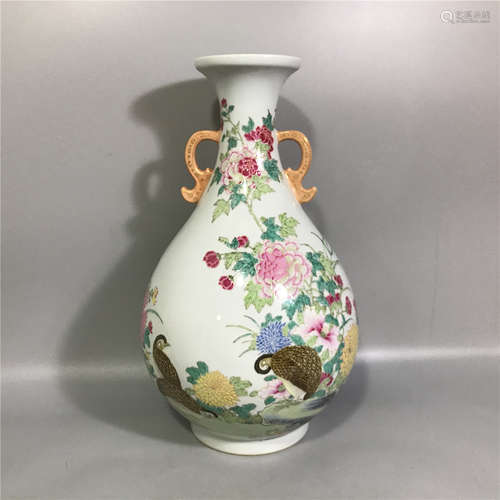 CHINESE FAMILLE ROSE VASE,H 32CM