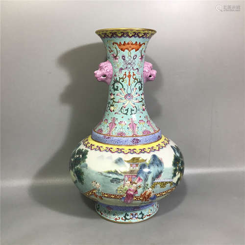 CHINESE FAMILLE ROSE PORCELAIN VASE ,H 30.5CM