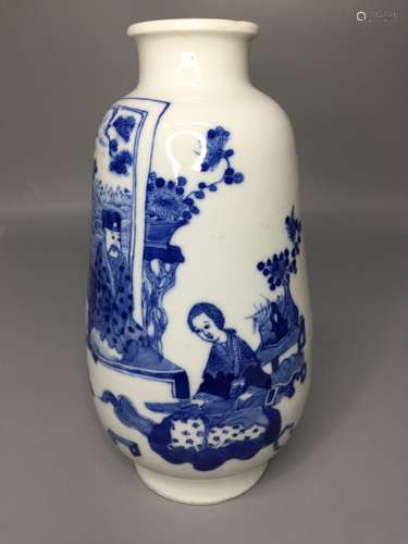 CHINESE BLUE AND WHITE PORCELAIN VASE ,HAND PAINTED FIGURES ...