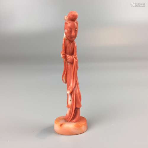 CHINESE NATURAL CORAL CRAVED FIGURES , H 8CM