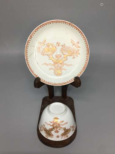 CHINESE PORCELAIN TEA BOWL AND SAUCER ,BOWL D 7CM ,H 4CM , S...