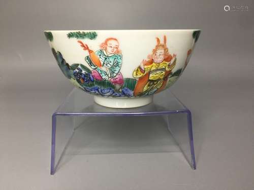 CHINESE FAMILLE ROSE PORCELAIN BOWL ,HAND PAINTED FIGURES ,D...